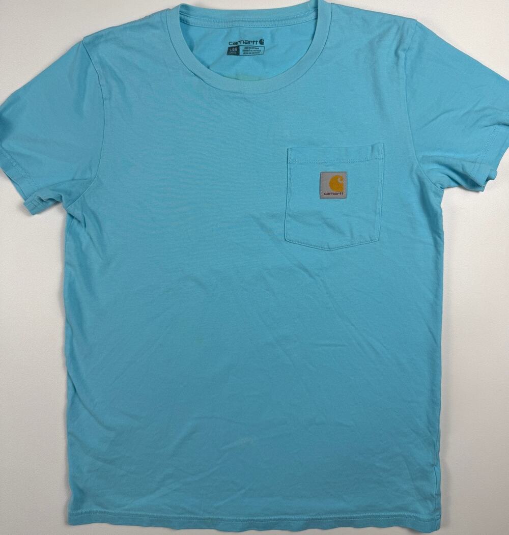 Carhartt Women's Large Blue Pocket T Shirt Short Sleeve Outdoor Camping Tee